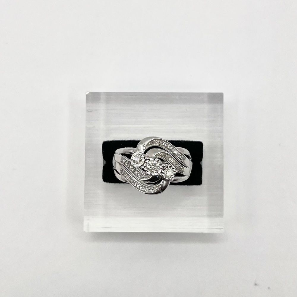 0.40 CT Natural Diamond Sterling Silver Ring - Picture 3 of 8